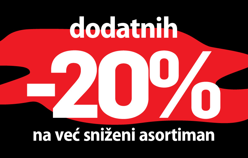 OSTVARITE -20% DODATNOG POPUSTA NA KOMPLETAN SNIŽENI ASORTIMAN SAMO U SPORT VISION TRGOVINAMA!
