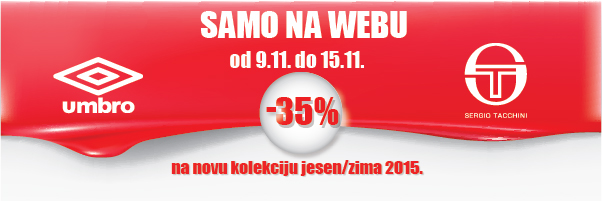 SAMO NA WEB-u 35% popusta na Umbro i Sergio Tacchini kolekciju jesen/zima 2015