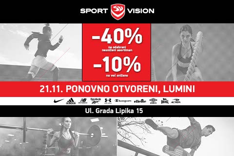 PONOVNO OTVORENJE SPORT VISION TRGOVINE U LUMINI CENTRU VARAŽDIN!