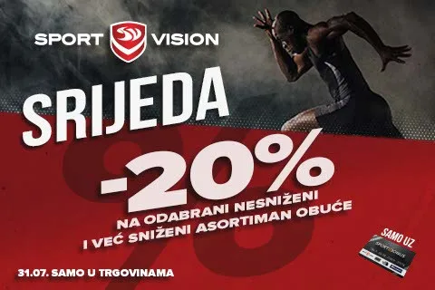 Iskoristi Sport Vision Srijedu i uhvati sjajne popuste u Sport Vision trgovinama!