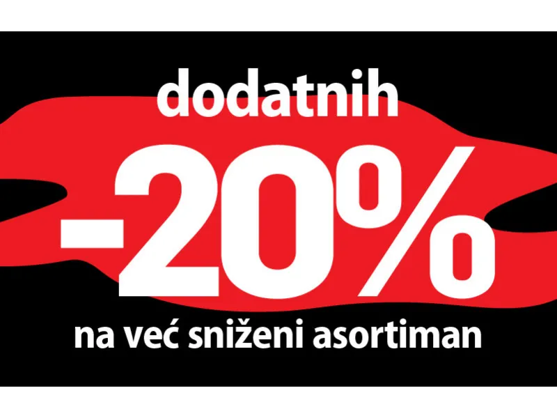 OSTVARITE -20% DODATNOG POPUSTA NA KOMPLETAN SNIŽENI ASORTIMAN SAMO U SPORT VISION TRGOVINAMA!