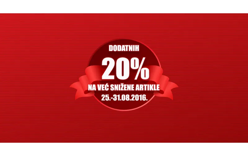Darujemo dodatnih 20% popusta na snižene artikle