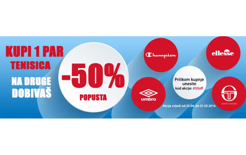 Kupi 1 par tenisica, drugi dobivaš u pola cijene