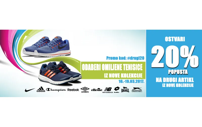 Kupite tenisice i ostvarite 20% na drugi artikl