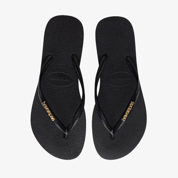 HAVAIANAS SLIM LOGO METALLIC BLACK 