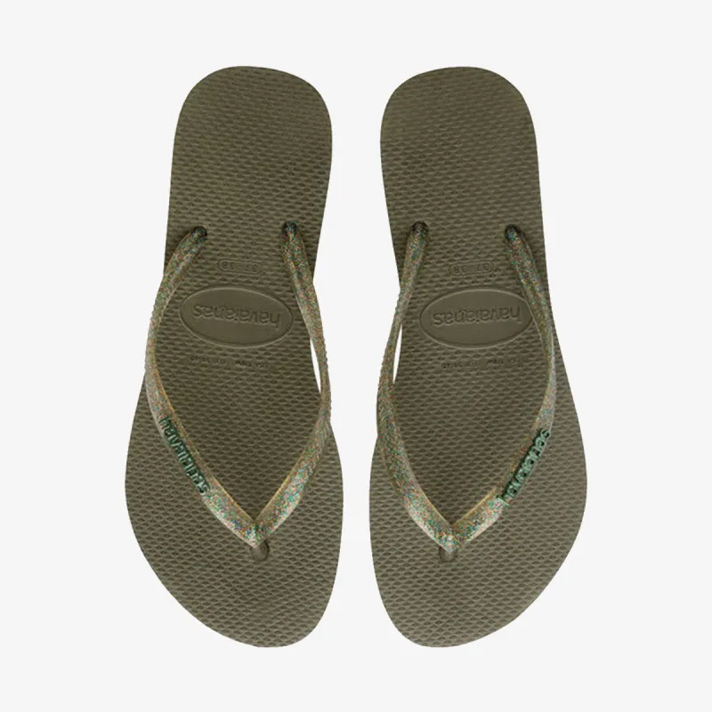 HAVAIANAS SLIM LOGO METALLIC GREEN 