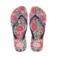 HAVAIANAS SLIM FLORAL WHITE/NAVY BLUE 