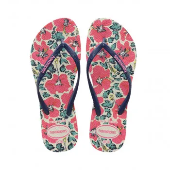 HAVAIANAS JAPANKE SLIM FLORAL WHITE/NAVY BLUE 
