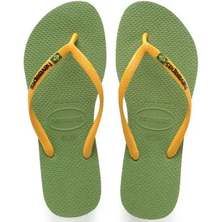 HAVAIANAS SLIM BRASIL LOGO GREEN BAMBOO 