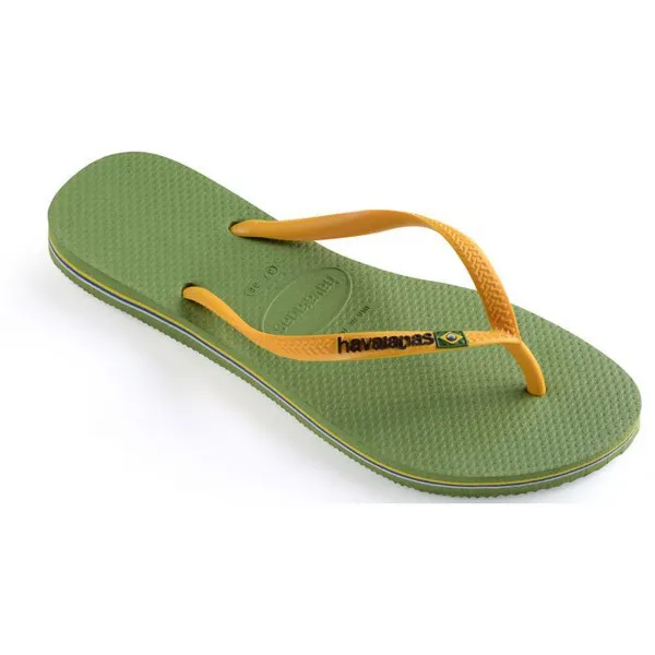 HAVAIANAS Japanke SLIM BRASIL LOGO GREEN BAMBOO 