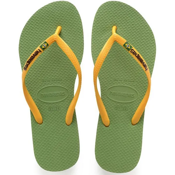 HAVAIANAS Japanke SLIM BRASIL LOGO GREEN BAMBOO 