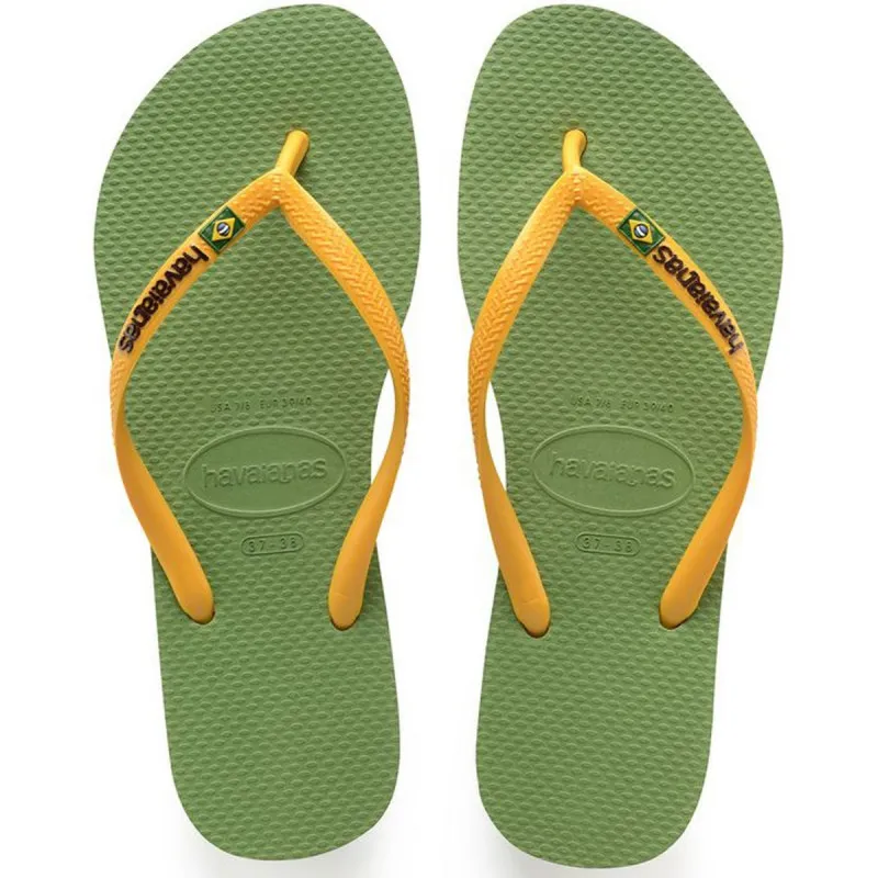 HAVAIANAS SLIM BRASIL LOGO GREEN BAMBOO 