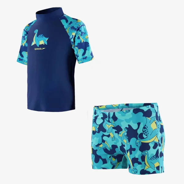 Speedo Oprema za plivanje Short Sleeve Printed Rash Top Set 