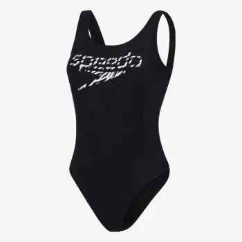 Speedo Kupaći kostim LOGO DEEP U-BK HI LEG 1PC AF BLACK/WHITE 